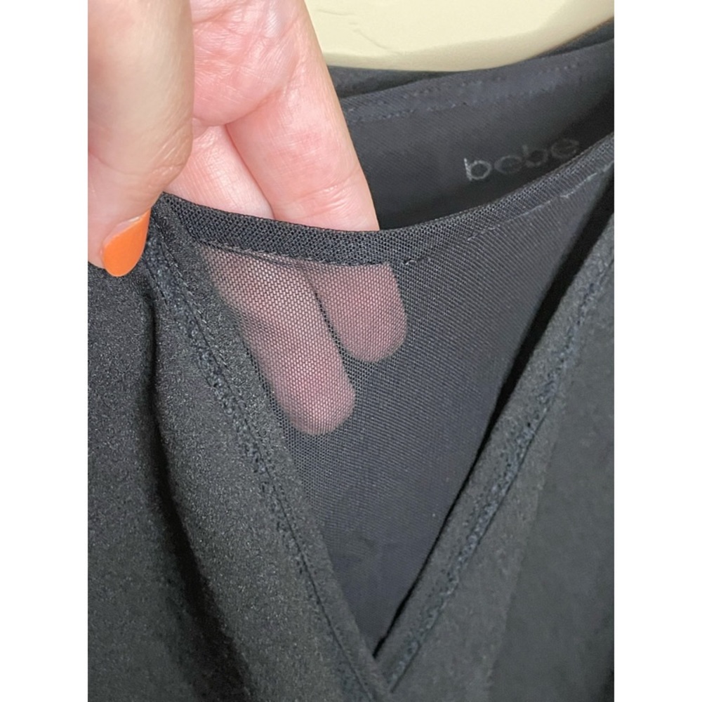 BEBE CROSS BODY BODYSUIT SZ M BLACK TANK TOP SEXY